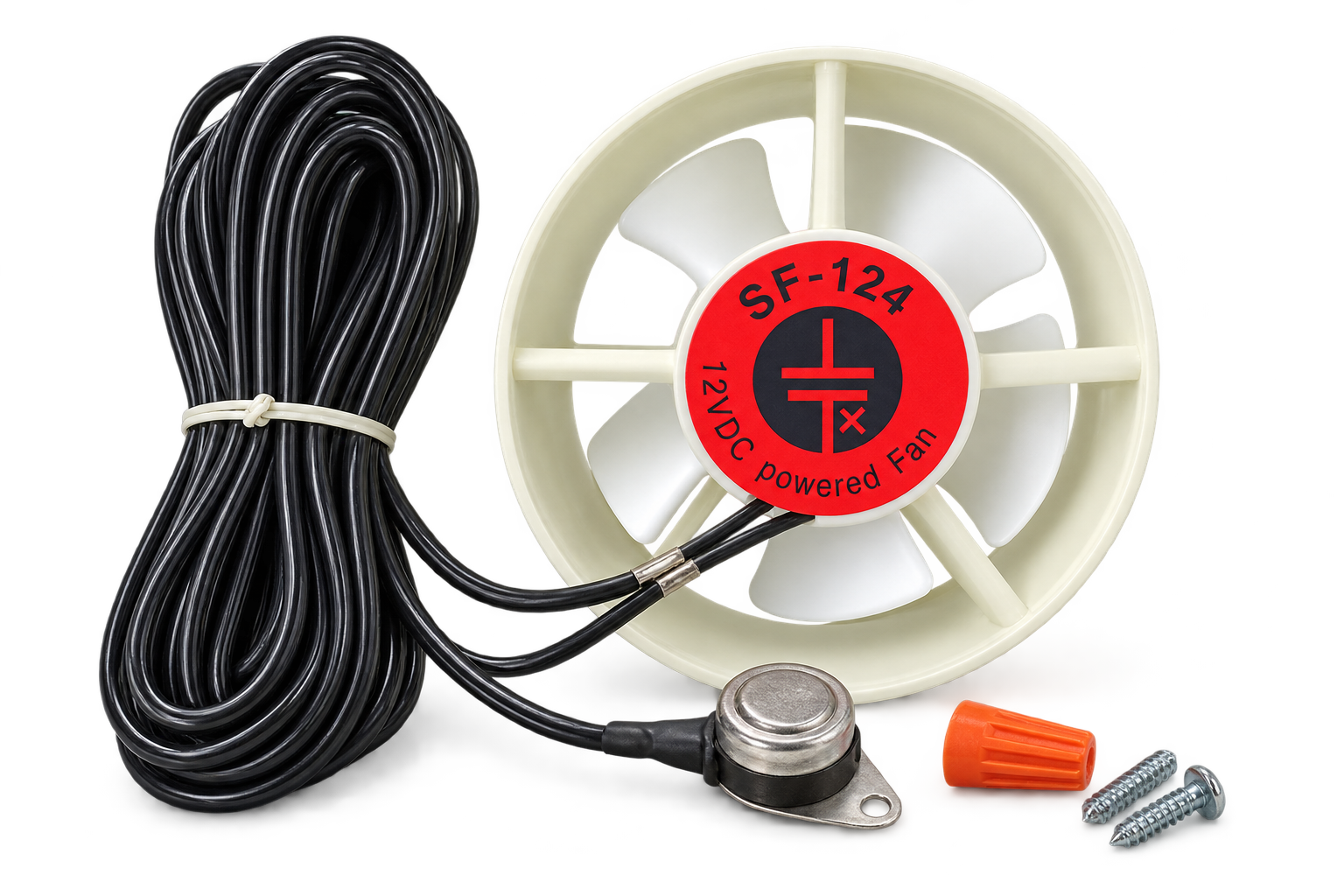 FAN-124 thermostatically controlled 12VDC refrigerator fan kit