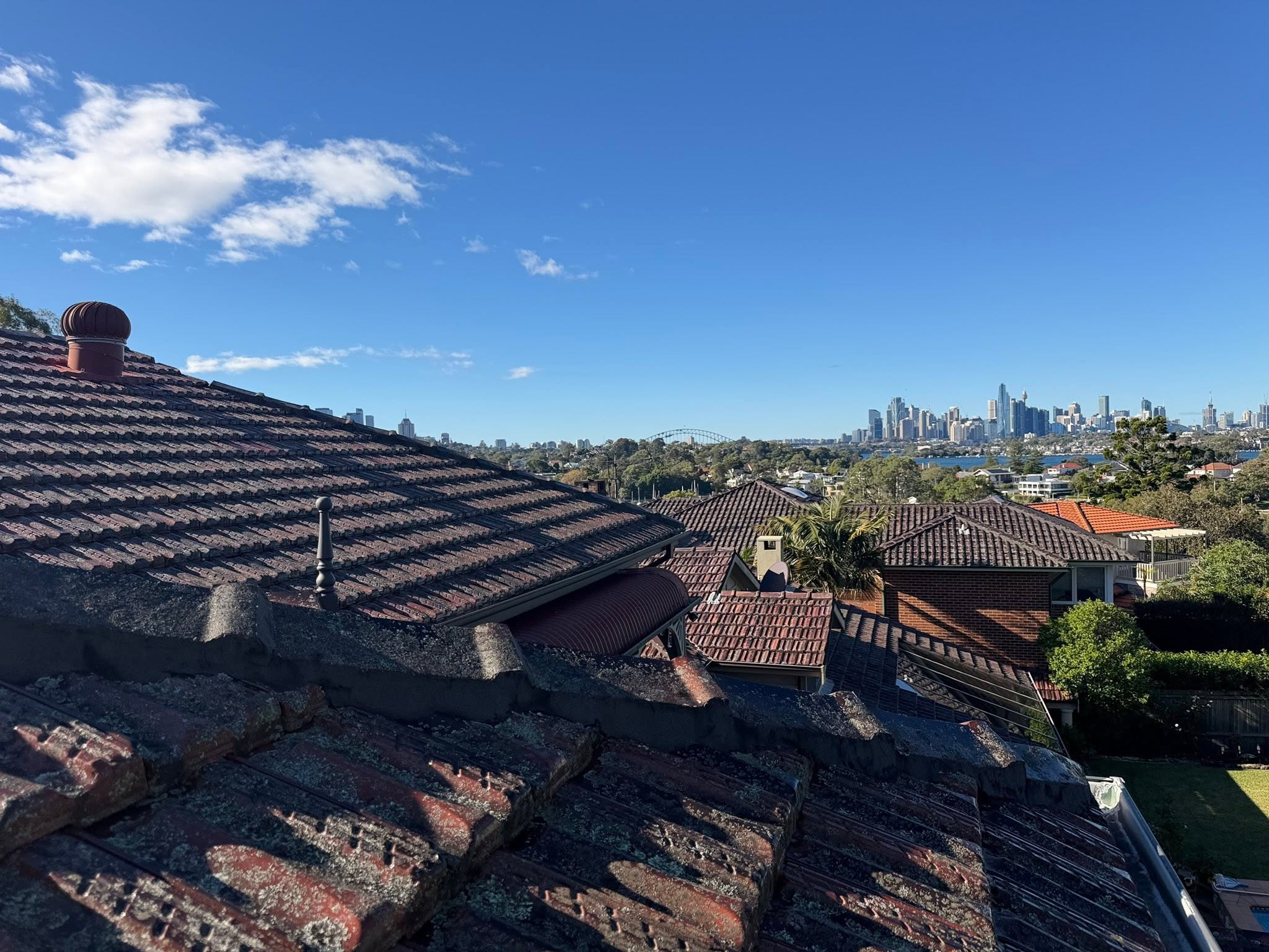 Existing roof ventilator on a tiled roof before the Longueville upgrade