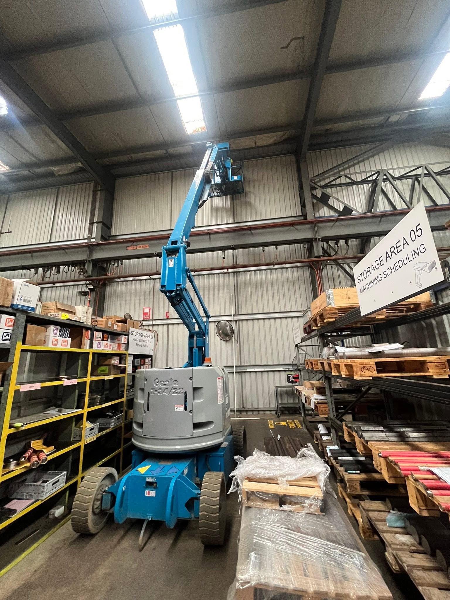 Elevated work platform positioned inside the Plasser Australia workshop