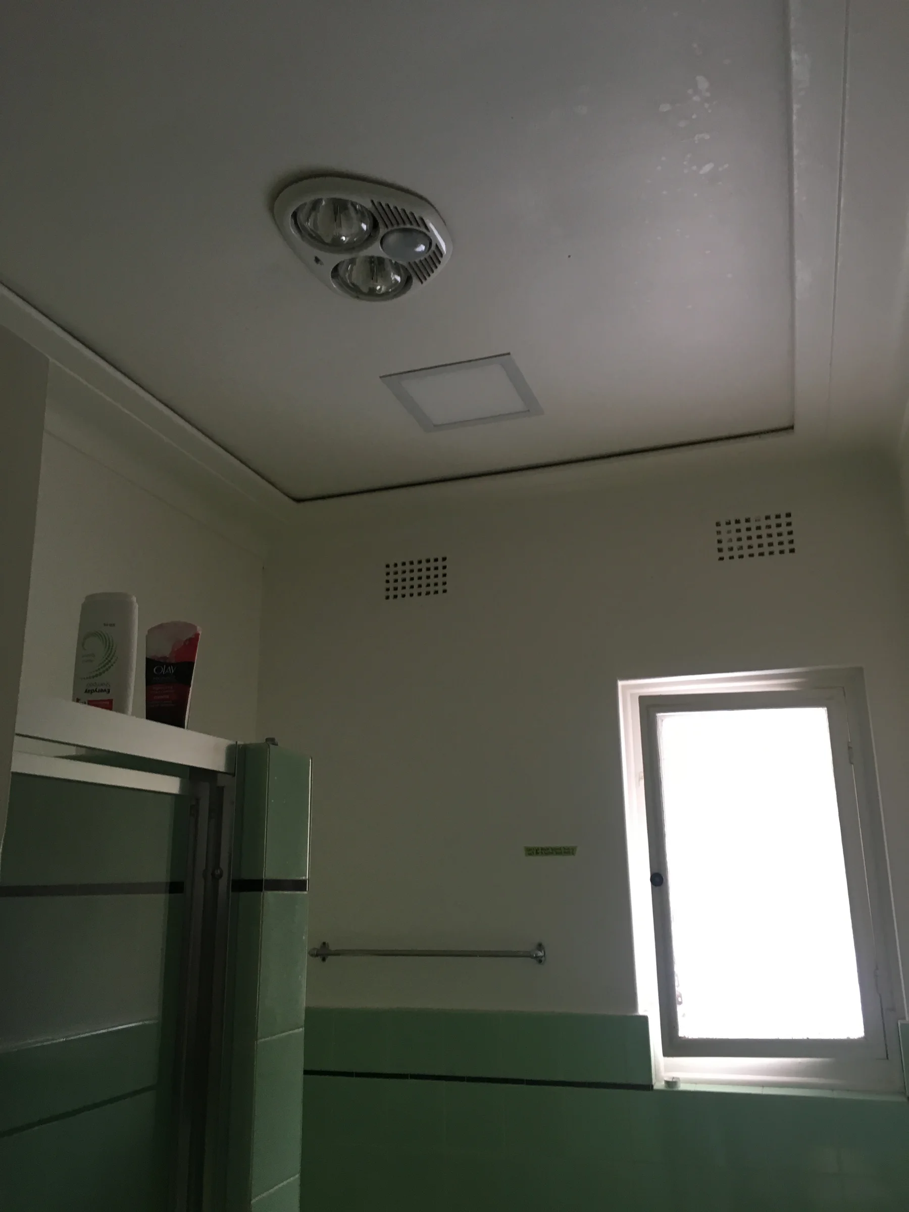 Ceiling light fitting switched off in a Palm Beach bathroom